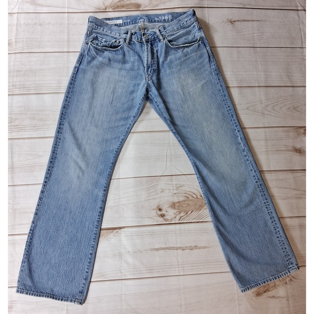 Gap 1969 Bootcut Jeans Mens 34x32 Pale Blue Wash Denim Pants